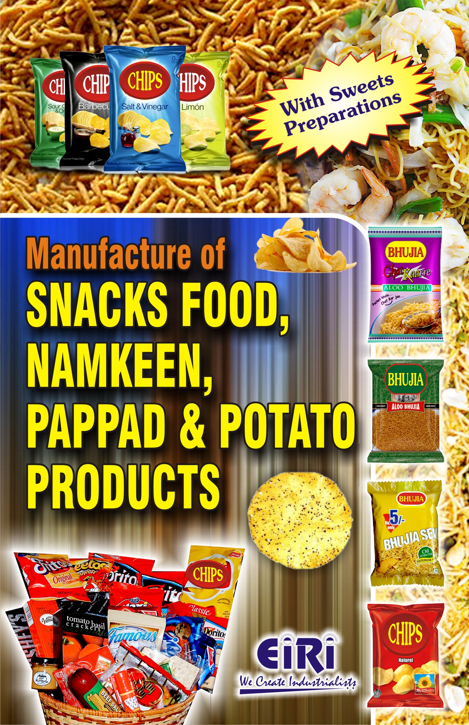 manufacture of snacks food, namkeen, pappad and potato products (hand book)