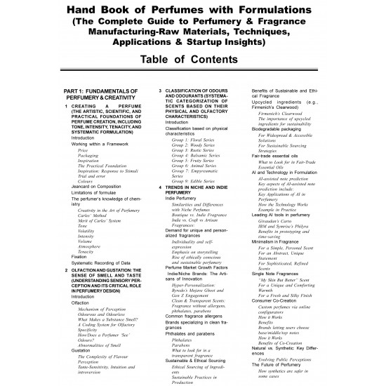 Handbook of Perfumes with Formulations (The Complete Guide to Perfumery & Fragrance Manufacturing - Raw Materials, Techniques, Applications & Startup Insights)